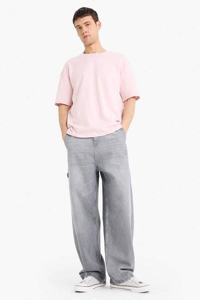 DeFacto Oversize Φαρδιά Εφαρμογή Crew Neck Basic Μασίφ κοντομάνικο T-shirt E9798AX25SP