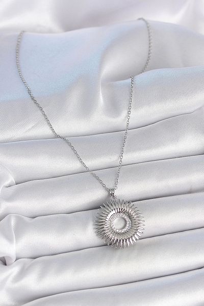 Clariss 316L Steel Silver Color Chain Zircon Stone Nova Star Model Women's Necklace