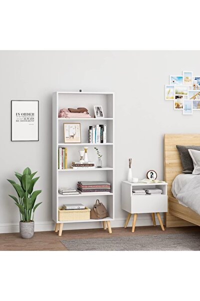 Mozide Cassis Kitaplık Ahşap Ayaklı