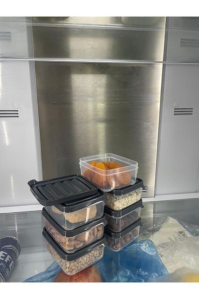 Tercih Home 12 Pieces Refrigerator Organizer Set Organizer Microwave Freezer Container 12 X 250ml Anthracite
