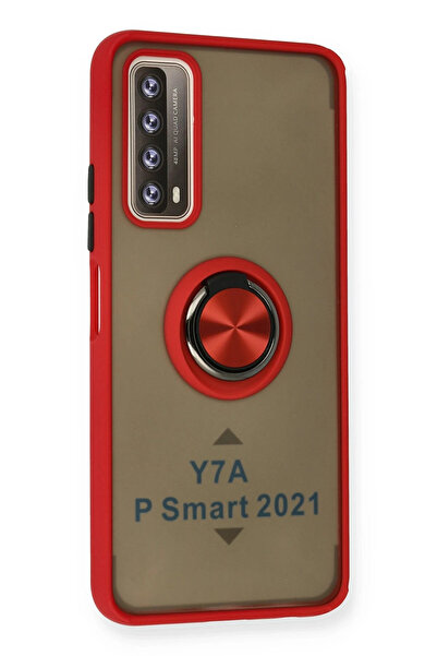 NewFace Huawei P Smart 2021 Case Montreal Silicone Cover with Ring - Red 1494344709