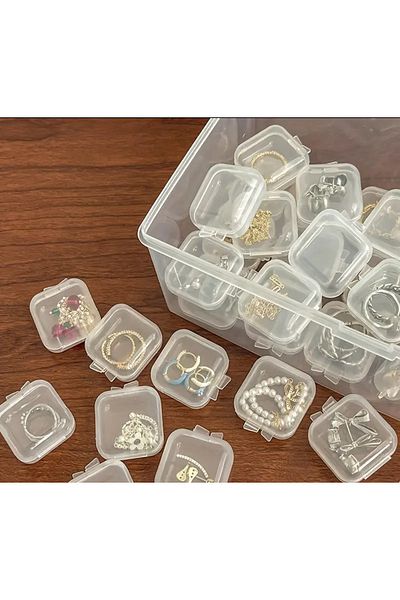 Westtakı Mini Transparent Jewelry Storage Box 3.5cm X 3.5cm (5 Pcs)