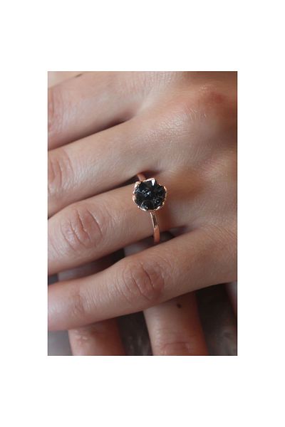 Marsilyan Black Color Lotus Flower Figure Gold Color Women's Ring - TJ-BYK2486