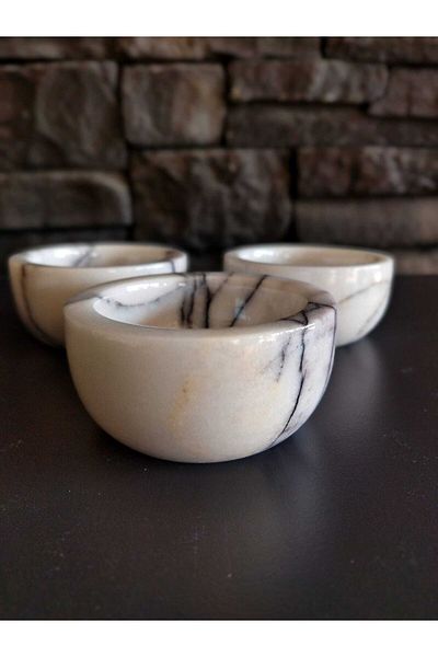 Polen Stone Purple Lilac Marble 3 Piece Snack Bowl/Sauce Bowl Set