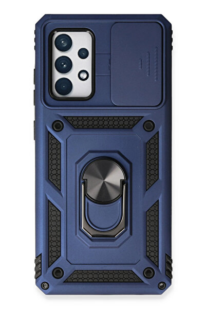 NewFace حافظة سامسونج جالاكسي A73 5G من السيليكون مع حلقة عدسة بارس - أزرق دا...