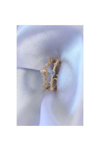 Marsilyan Gold Color Zircon Stone Crown Figure Brass Women's Ring - TJ-BYK2706