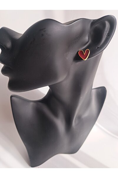 BHR AKSESUAR Kırmızı Kalp Küpe