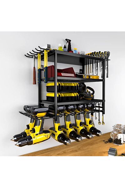 Herum Tool rack, wall mount, shelves, metal, self-tapping screws, wrenches, screwdrivers, garage organizer