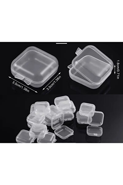 Genel Markalar Mini Şeffaf Takı Saklama Kutusu 3,5cm x 3,5cm (5’li)