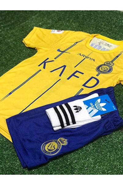 yenteks KOPYA - Ronaldo Sarı İç Saha Al- Nassr Çocuk forması 4 Paça