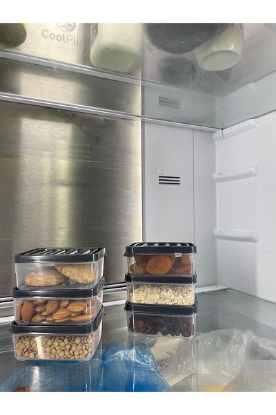 Tercih Home 12 Pieces Refrigerator Organizer Set Organizer Microwave Freezer Container 12 X 250ml Anthracite