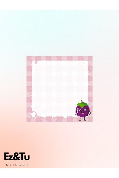 Ez&Tu Stıcker 8X8 Cute Fruits Watermelon, Cherry, Pineapple and Blackberry Patterned