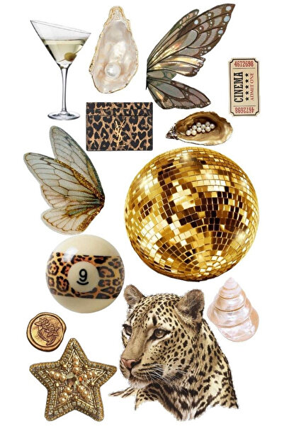 BK Design Popüler Gold Sticker Telefon Laptop Notebook Tablet Defter Matara Stiker Etiket ST1479