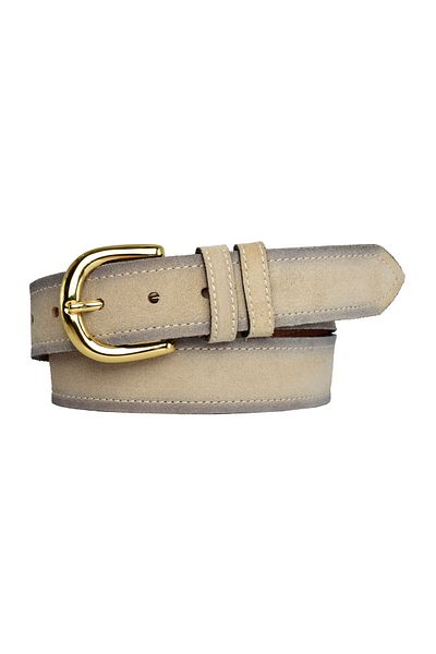 GoDeri Genuine Leather, Gold Buckle 4 Cm Suede Cream Women's Belt; Jeans, Sports Belt=an-byn-26