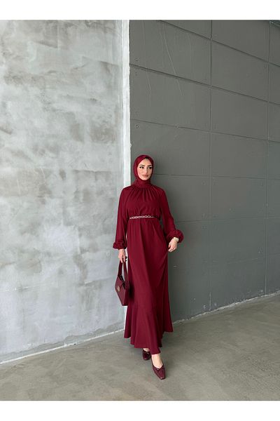 hacer ayaydın Medina Silk Flying Tauzet Dress with Chain Belt