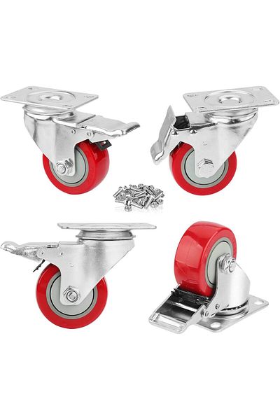 Generic PRITEK 3" Caster Wheels, Heavy Duty Plate Casters with 360° Swivel and Lockable Top Plate No Noise