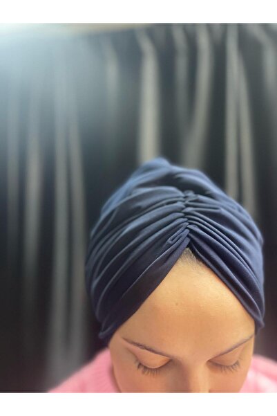 LÜKSERA Bone Dolgulu Siyah Drape Dış Bone Hazır Türban Kadın Tesettür Bone Hijab