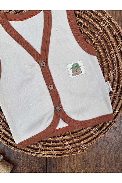 Bolly Baby Baby Vest Camper Teddy Bear Themed Combed Cotton Vest 100% Cotton 0-3-6 Months Buttoned