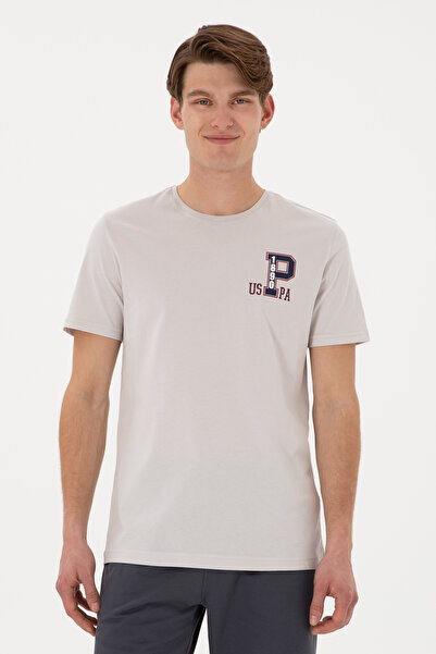 U.S. Polo Assn. Tricou pentru bărbați, cu croiala normală, cu decolteu, gri d...