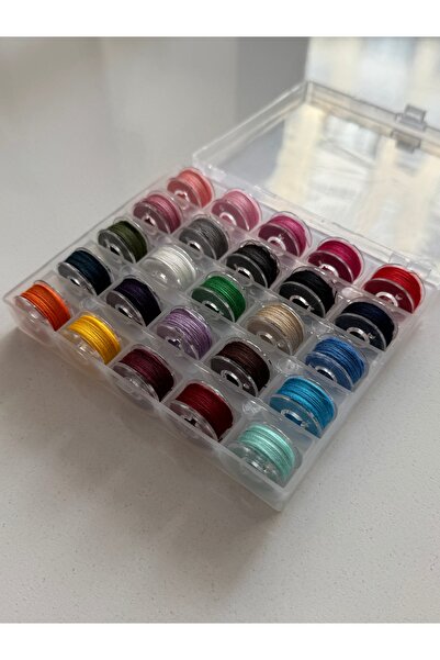 balım hobi "nakışın sırrı iğnenin dansında" 25’li Renkli İplikli Dikiş Makinesi Masura Seti - Şeffaf Kutulu, Ev Tipi Makine Uyumlu