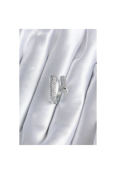 Marsilyan Brass Silver Color Zircon Stone Nail Model Women's Ring - TJ-BYK2877