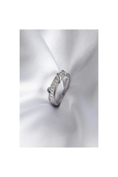 Marsilyan Brass Silver Color Waterway Zircon Stone Women's Ring - TJ-BYK2914