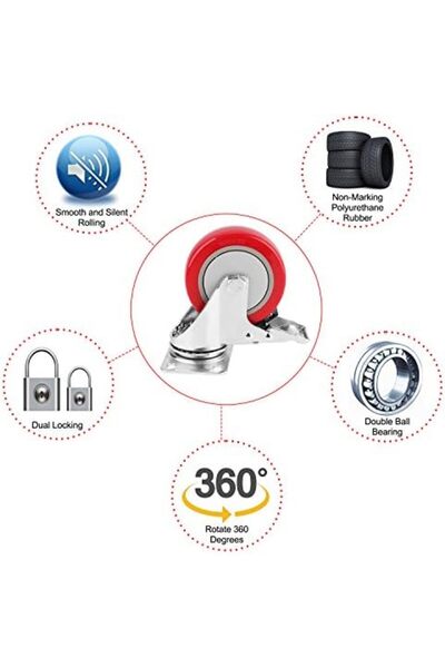 Generic PRITEK 3" Caster Wheels, Heavy Duty Plate Casters with 360° Swivel and Lockable Top Plate No Noise