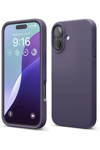 Merwish İphone 16 Plus Uyumlu Logolu Içi Kadife Yumuşak Silikon Kamera Koruma...