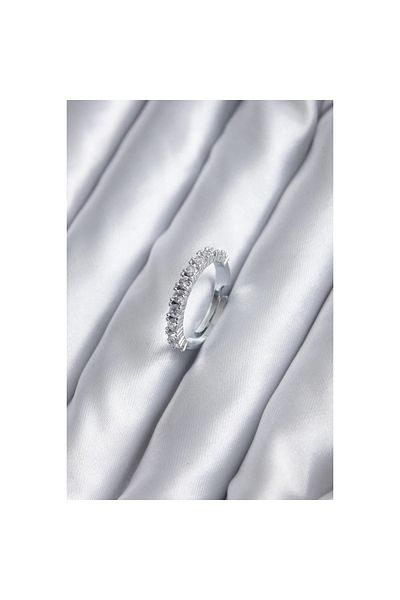 Marsilyan Silver Color Thin Waterway Model Zircon Stone Women's Ring - TJ-BYK2833