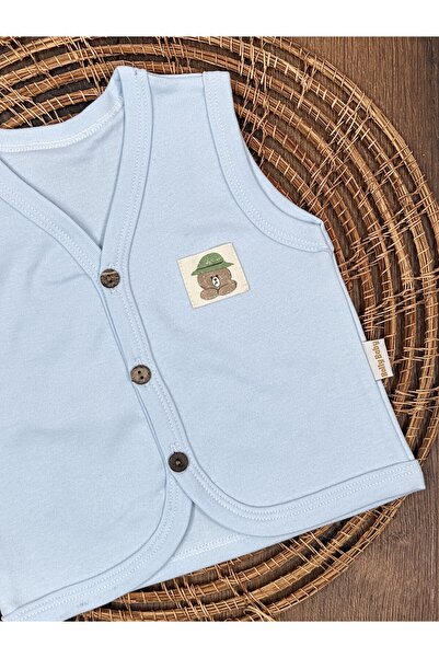 Bolly Baby Baby Vest Camper Teddy Bear Themed Combed Cotton Vest 100% Cotton 0-3-6 Months Buttoned