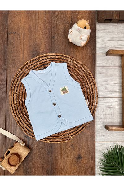 Bolly Baby Baby Vest Camper Teddy Bear Themed Combed Cotton Vest 100% Cotton 0-3-6 Months Buttoned