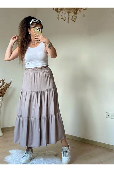 azra moda Fusta dreaptă bej
