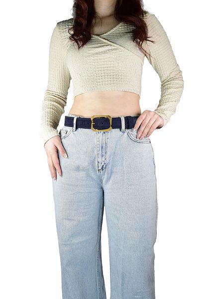 GoDeri Gold Color, 4 cm High Buckle Bone Leather Belt