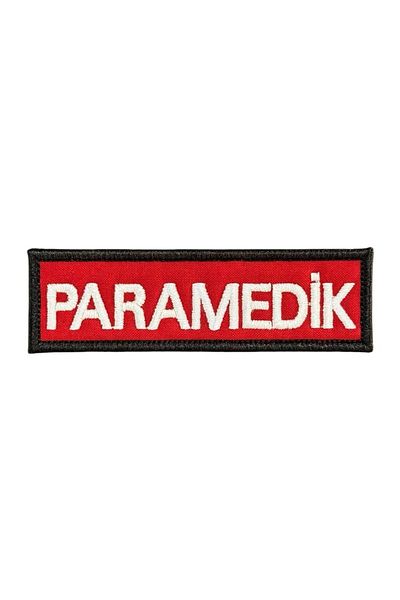 Ex Patch Petic de broderie scris paramedic fundal roșu 10 X 3 Cm
