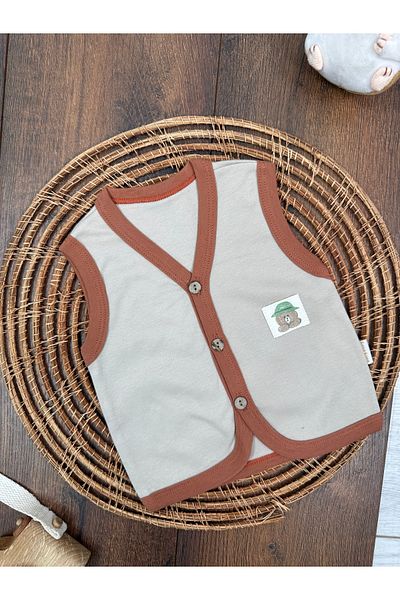 Bolly Baby Baby Vest Camper Teddy Bear Themed Combed Cotton Vest 100% Cotton 0-3-6 Months Buttoned