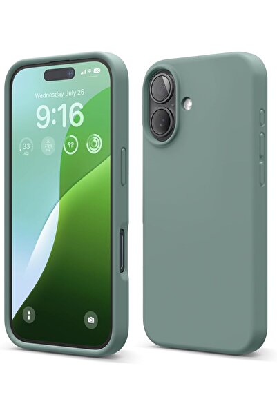 Merwish İphone 16 Plus Uyumlu Logolu Içi Kadife Yumuşak Silikon Kamera Koruma...