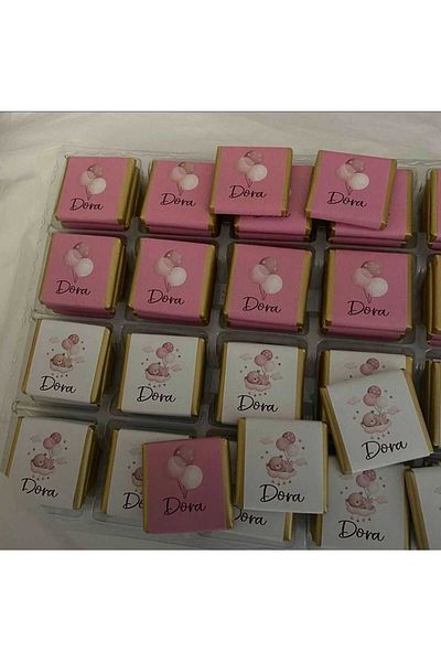 fırsatlar diyarı Teddy Bear Themed Madlen Chocolate Wrapping Tag - Shiny Art Cut - 35 Pieces