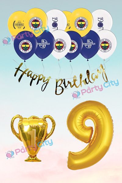 Party City Σετ μπαλονιών με θέμα τον θαυμαστή 9 ετών - Παστέλ μπαλόνι με αριθμό κούπα με αλουμινόχαρτο