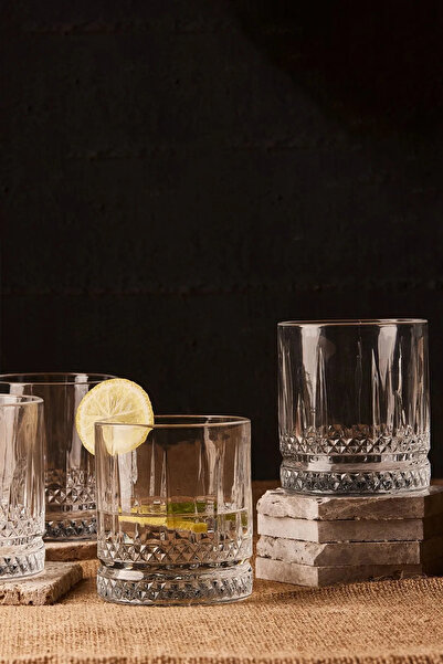 Hanedanev 14765 Lisboa Wide 4’lü Su Meşrubat Bardağı 370 Ml Perotti Kendinden Desenli Bardak 4 Adet