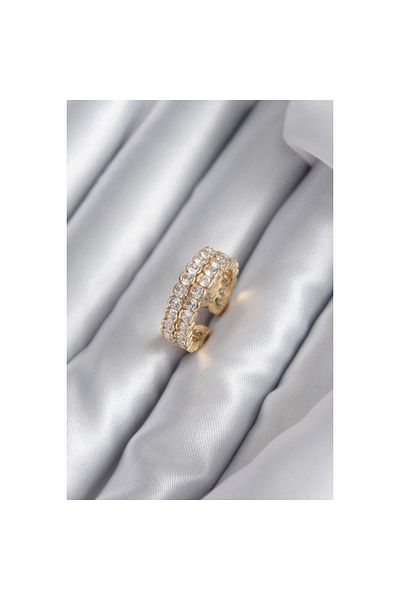 Marsilyan Brass Gold Color Zircon Stone Women's Ring - TJ-BYK2939