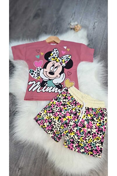 Prime Butik Colorful Patterned Girl's 2-Piece Shorts Suit