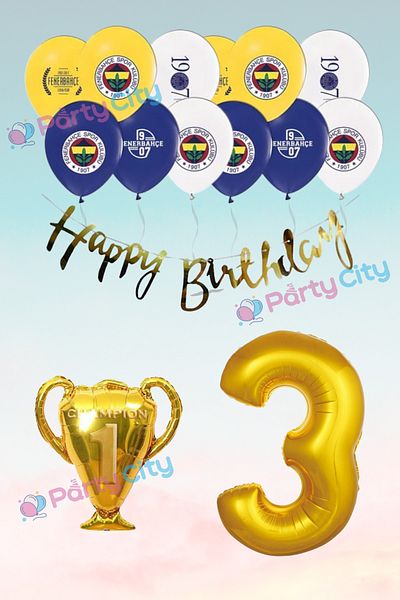 Party City Σετ μπαλονιών με θέμα τον θαυμαστή 3 ετών - Παστέλ μπαλόνι με αριθμό κούπα με αλουμινόχαρτο