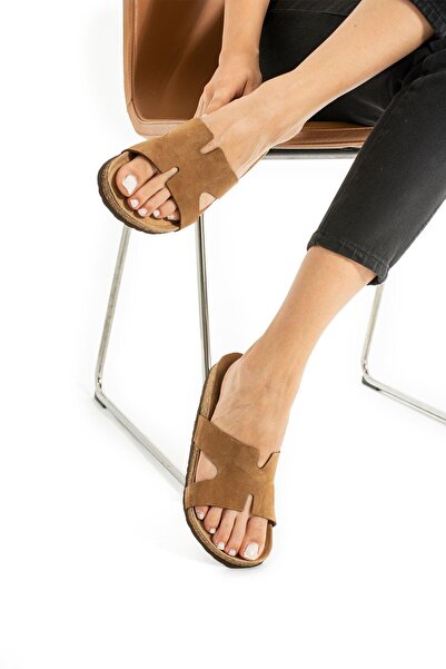 Uniqueqoop Amsterdam Genuine Leather Cork Sole Orthopedic Women's Slippers