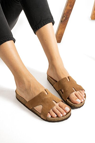 Uniqueqoop Amsterdam Genuine Leather Cork Sole Orthopedic Women's Slippers