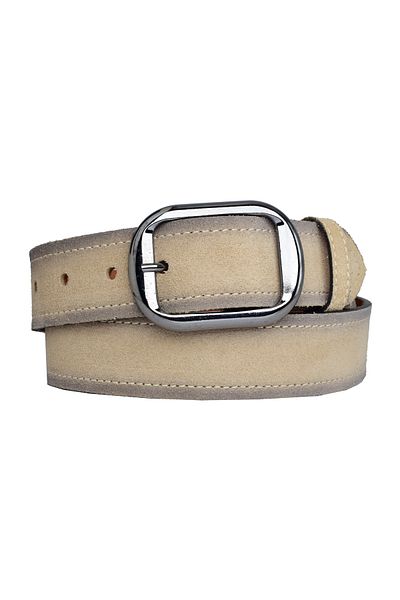 GoDeri 100% Genuine Leather, Nickel Buckle 4 Cm Suede Cream Women's Belt; Jeans, Sports Belt=an-byn-23
