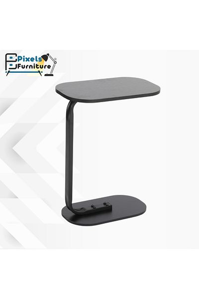 PixelsFurniture طاولة جانبية من بكسل الأثاث على شكل C للأريكة والسرير، طاولة بقواعد معدنية صلبة
