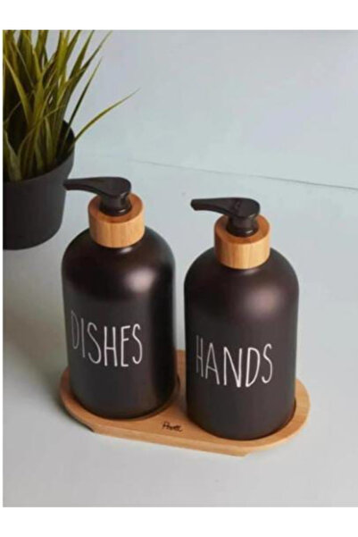 Parmetsan عبوتان من صابون سائل لغسيل الأطباق مع حامل من الخيزران، زجاجة بلاست...