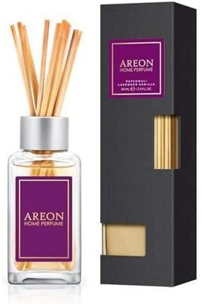 Areon Home Perfume Reed Diffuser 85 ml Premium 10 Rattan Reeds - Patchouli, Lavender & Vanilla