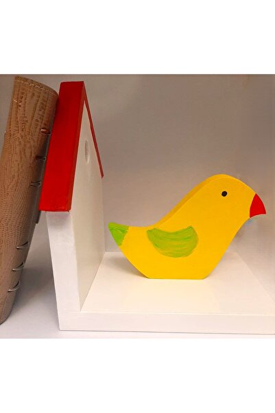 ELSA حامل كتب خشبي مع كائن طائر أصفر - تصميم ملون وممتع لغرف الأطفال