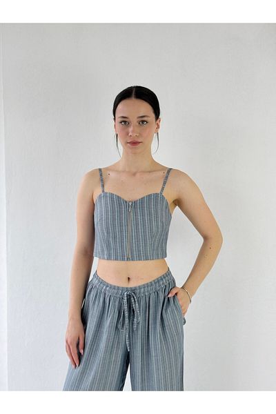 Retrobird Σχέδιο μπροστινό φερμουάρ Bustier Γυναικείο Ash Blue